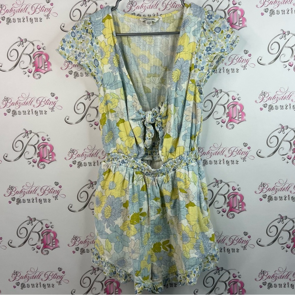 American Eagle Outfitters romper shorts Floral Mini Dress - Blue, Yellow, Green